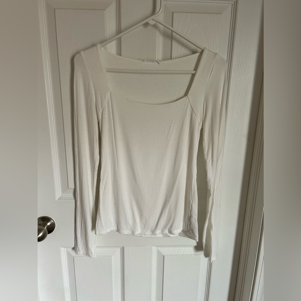 Wasabi+Mint Double Lined White Square Neck Top Size Medium
